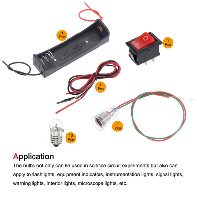 Harfington Circuit Experiment Set 10pcs 1.5V Bulb, 1 Battery Box/Switch/Lamp Holder, 2 Wire