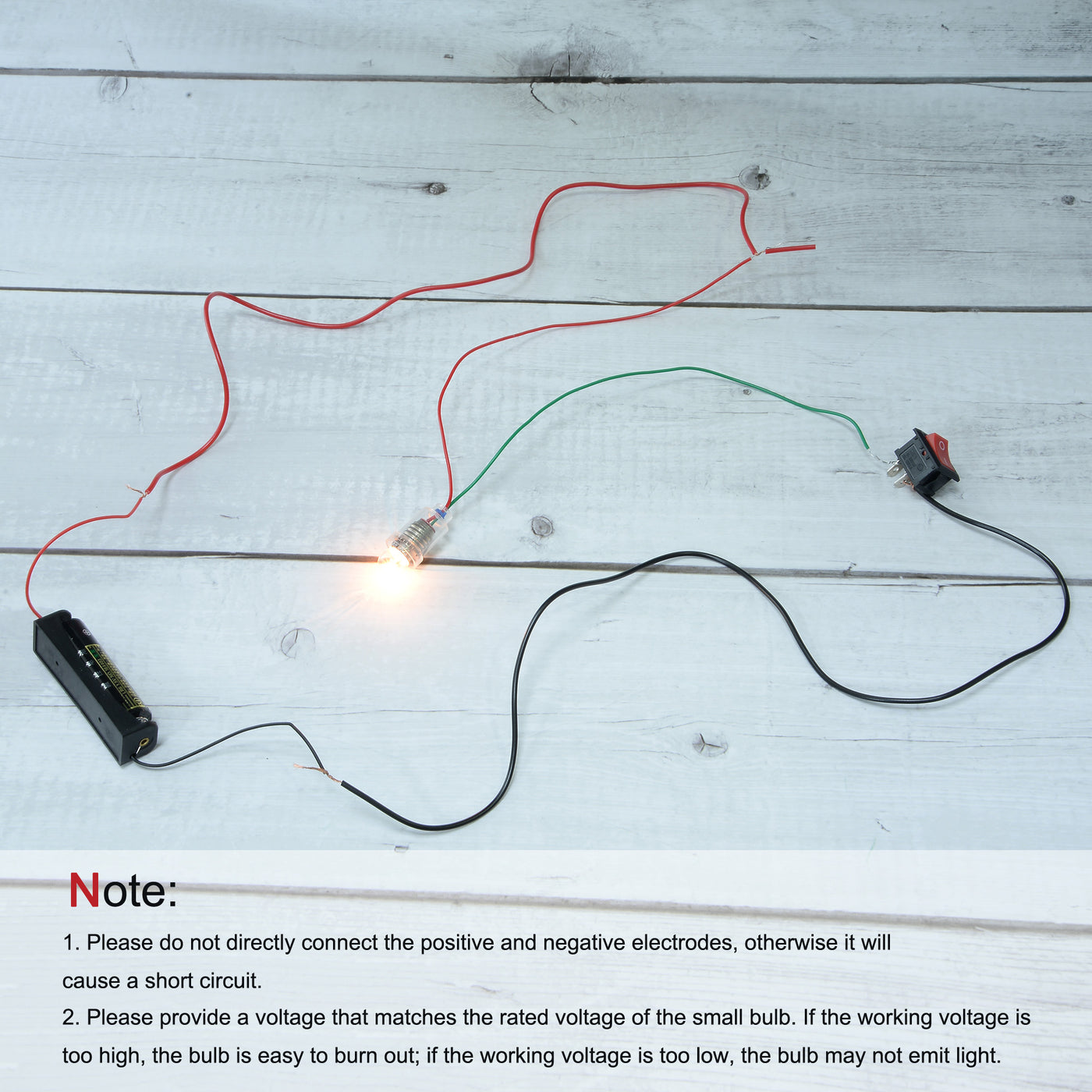 Harfington Circuit Experiment Set 10pcs 1.5V Bulb, 1 Battery Box/Switch/Lamp Holder, 2 Wire