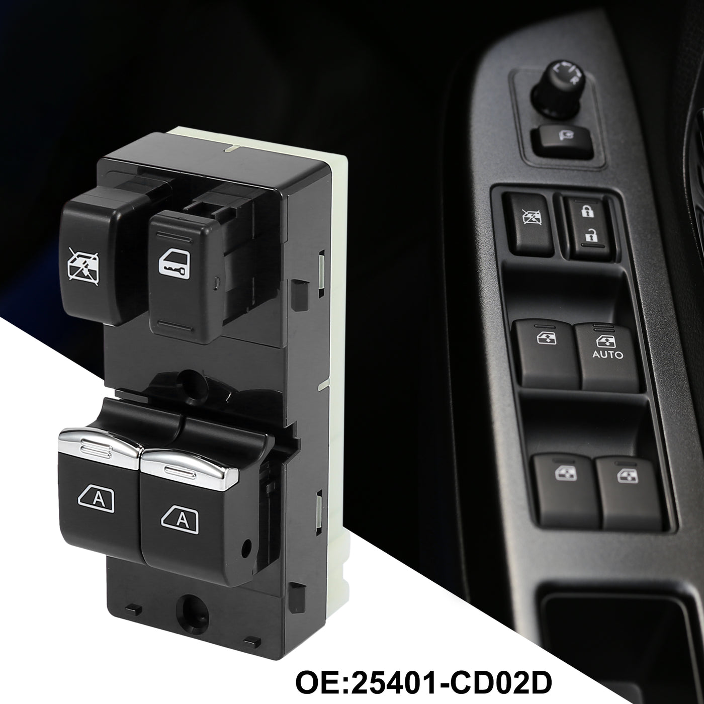 X AUTOHAUX Power Window Switch for Nissan 350Z 2003-2008 Master Driver Side 25401-CD02D