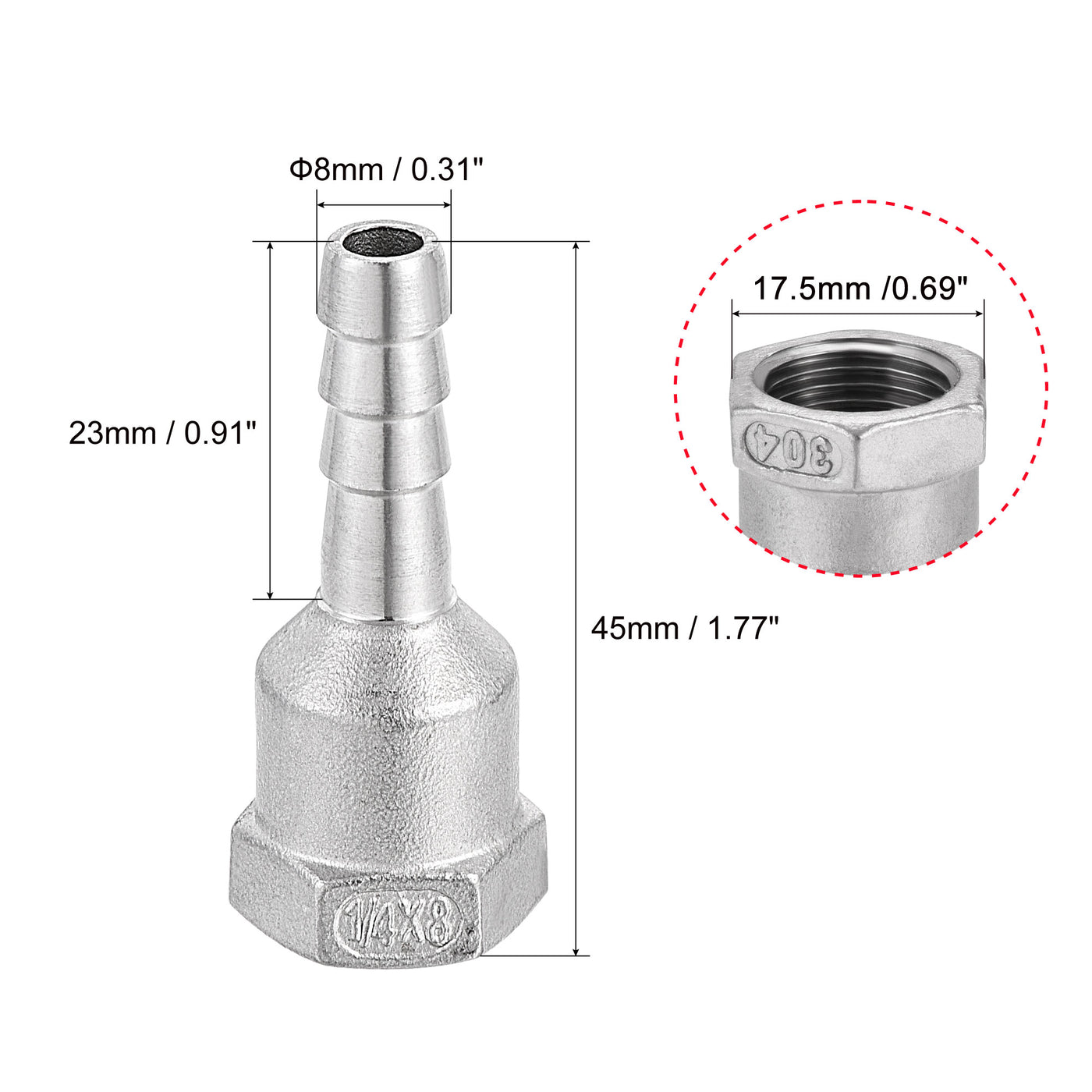 Harfington Barb Hose Fitting Connector Adapters Barb Female Pipe with Hose Clamps