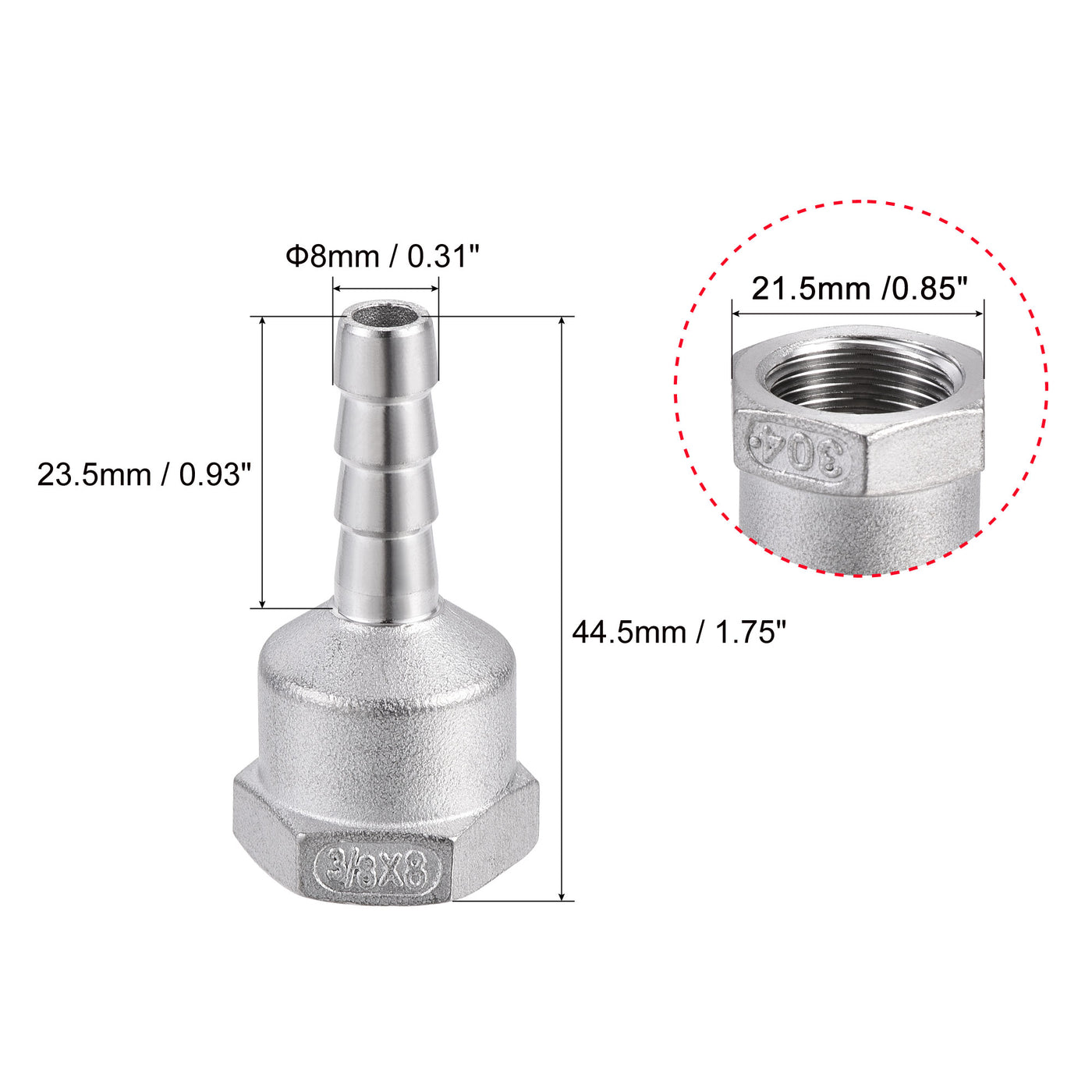 Harfington Barb Hose Fitting Connector Adapter Female Pipe with Hose Clamp