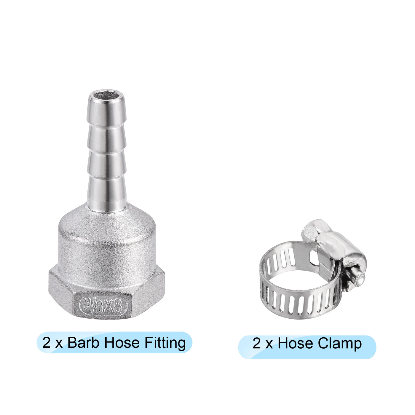 Harfington Barb Hose Fitting Connector Adapter Female Pipe with Hose Clamp