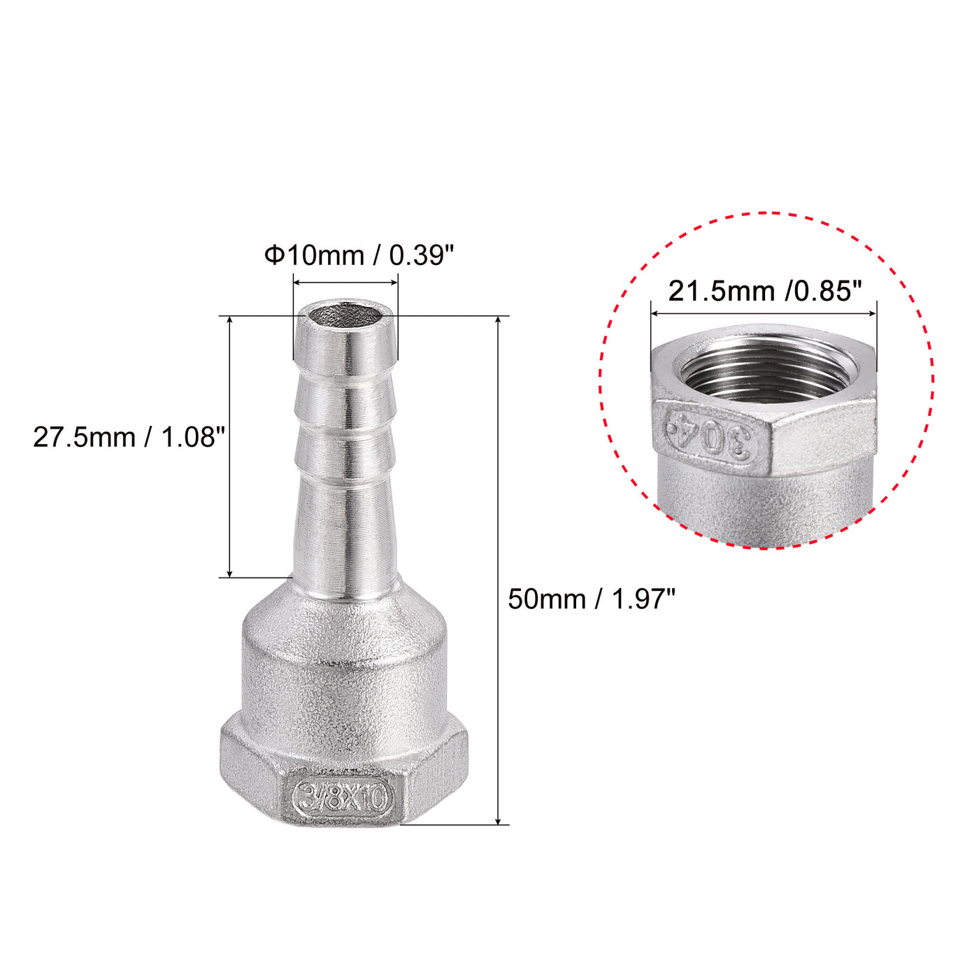 Harfington Barb Hose Fitting Connector Adapter Female Pipe with Hose Clamp