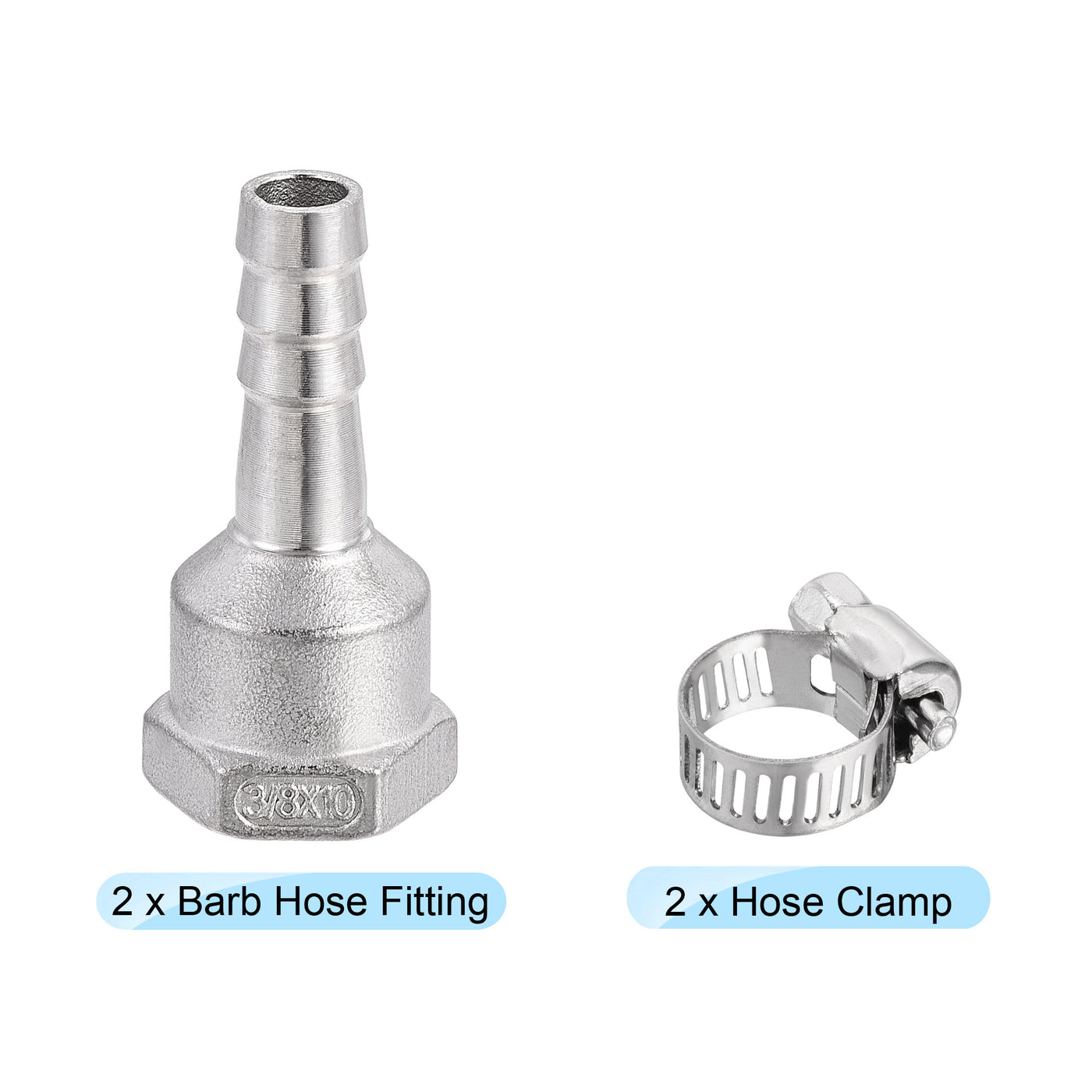 Harfington Barb Hose Fitting Connector Adapter Female Pipe with Hose Clamp