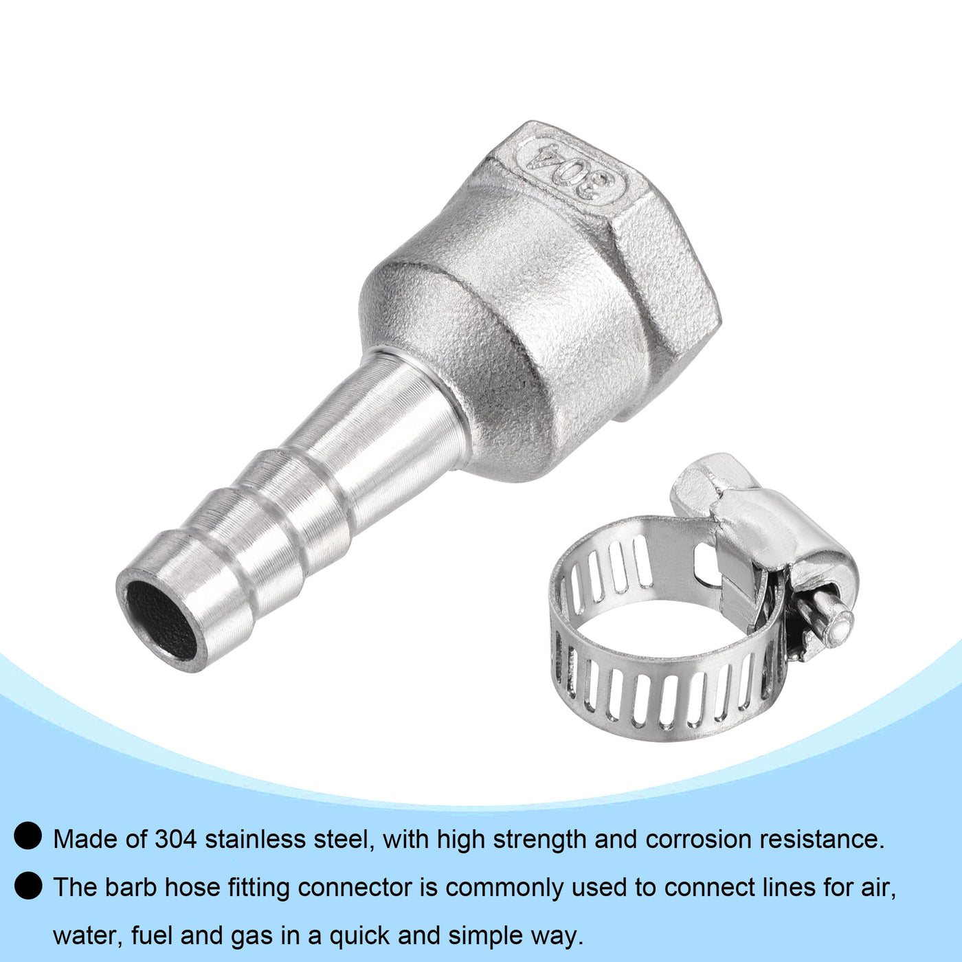 Harfington Barb Hose Fitting Connector Adapter Female Pipe with Hose Clamp