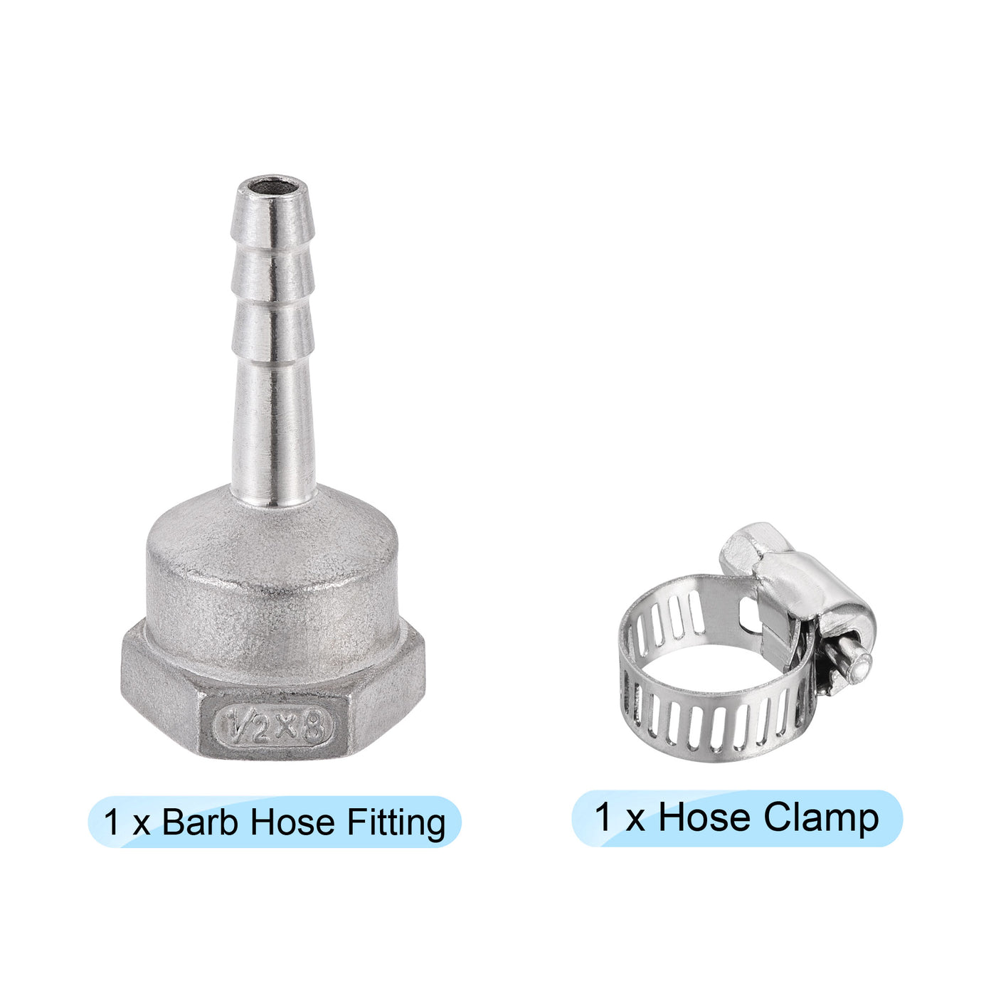 Harfington Barb Hose Fitting Connector Adapter Female Pipe with Hose Clamps