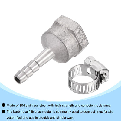 Harfington Barb Hose Fitting Connector Adapter Female Pipe with Hose Clamps