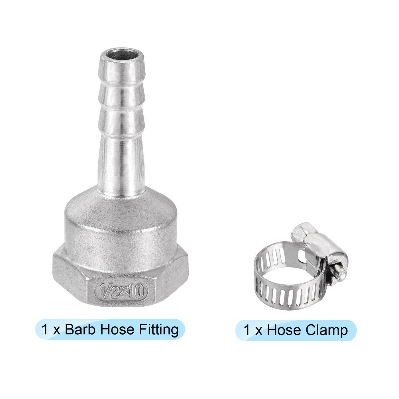 Harfington Barb Hose Fitting Connector Adapter Female Pipe with Hose Clamps