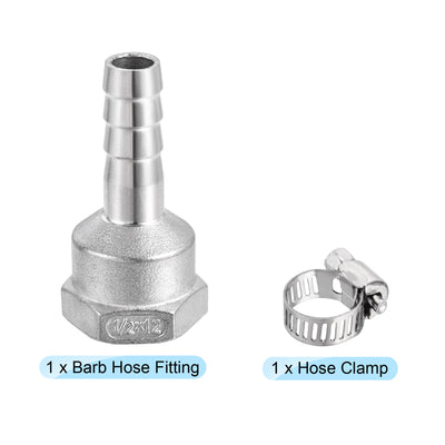 Harfington Barb Hose Fitting Connector Adapter Female Pipe with Hose Clamps