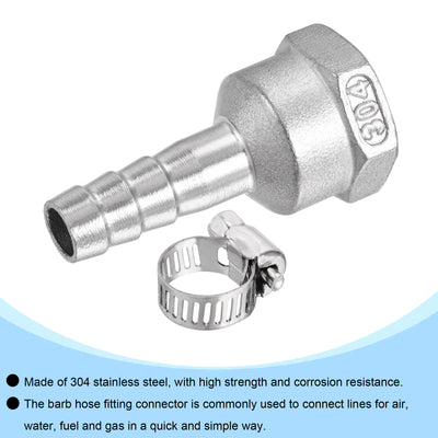 Harfington Barb Hose Fitting Connector Adapter Female Pipe with Hose Clamps