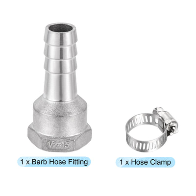 Harfington Barb Hose Fitting Connector Adapter Female Pipe with Hose Clamps