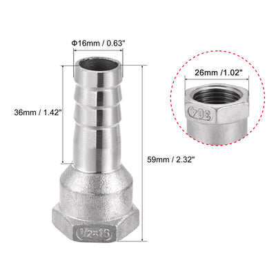 Harfington Barb Hose Fitting Connectors Adapters Barb Female Pipe with Hose Clamps