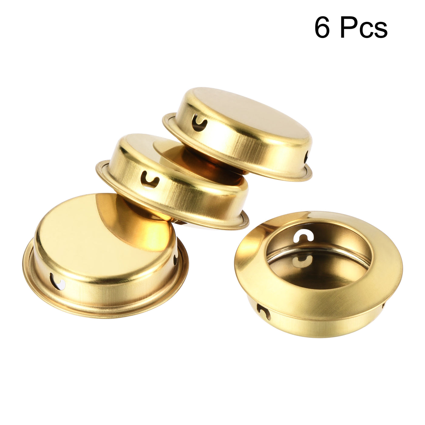 uxcell Uxcell Finger Flush Pull Handle 6pcs 35mm Hole Dia Inclined Plane Golden