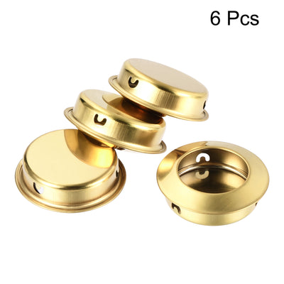 Harfington Uxcell Finger Flush Pull Handle 6pcs 35mm Hole Dia Inclined Plane Golden