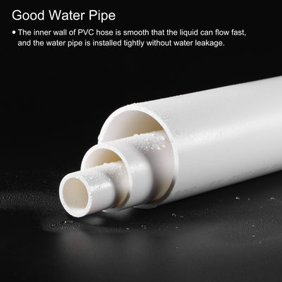 Harfington 3pcs PVC Pipe 28mm ID x 32mm OD 0.5m Rigid Water Pipe Drain Pipe White