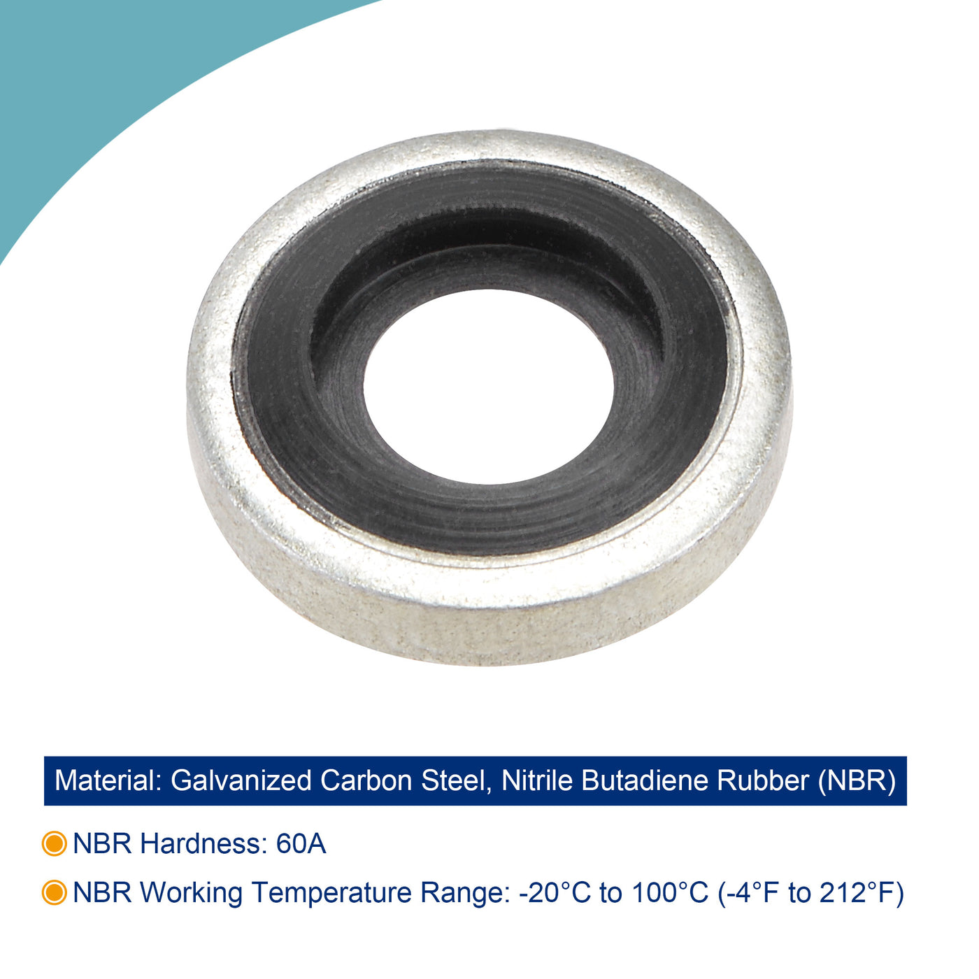 Harfington 50pcs Bonded Sealing Washer M6 11.5x4.9x2.9mm Carbon Steel Nitrile Rubber Gasket