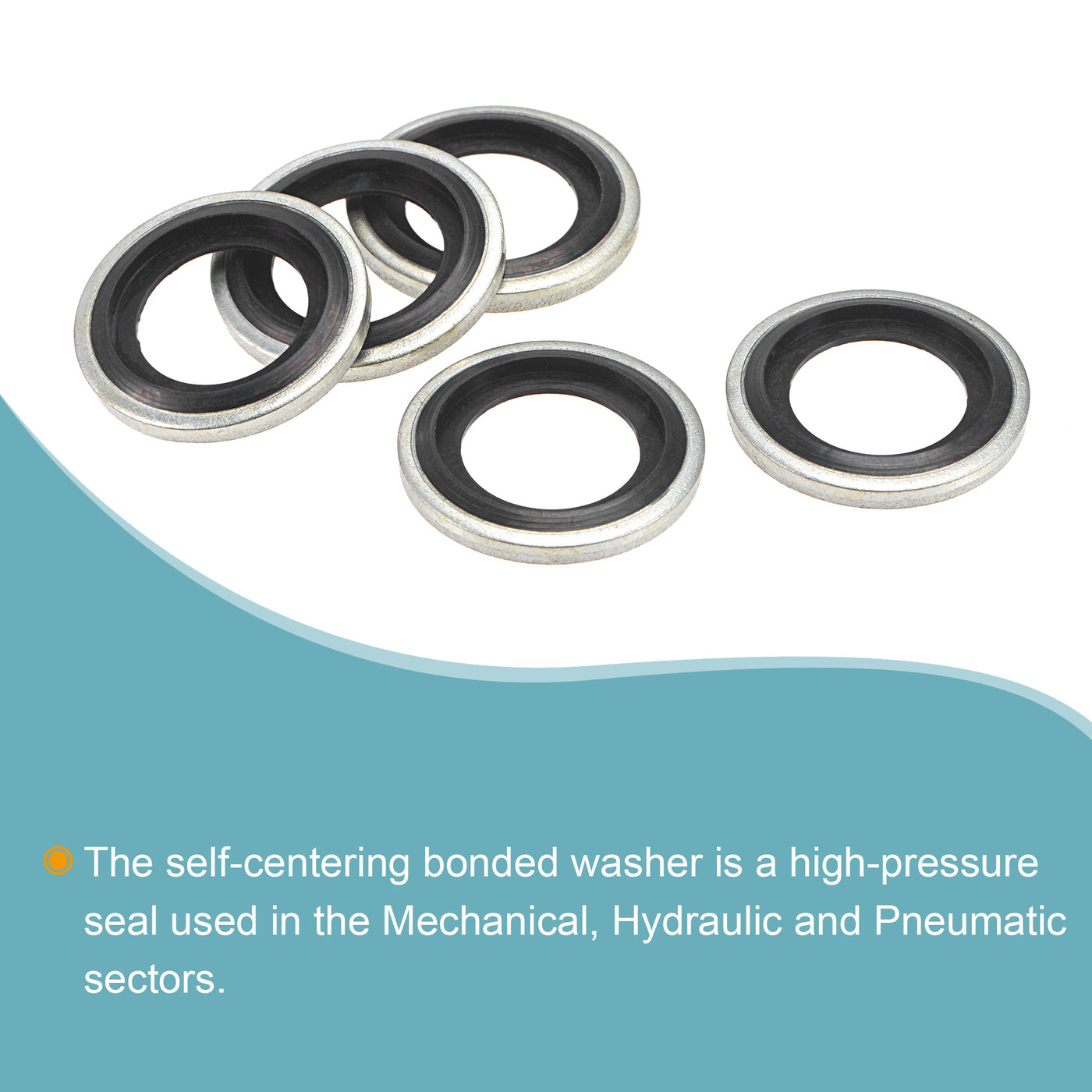 Harfington Bonded Sealing Washers M14 19.6x11.5x3mm Carbon Steel Nitrile Rubber Gasket, Pack of 10