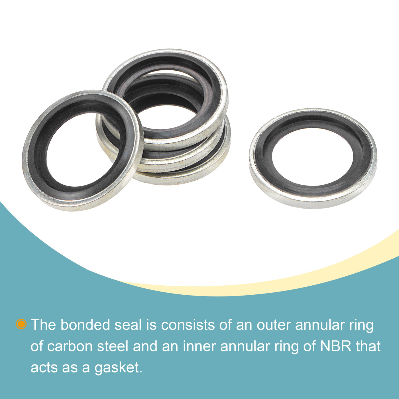Harfington Bonded Sealing Washers M16 21.5x13.8x3mm Carbon Steel Nitrile Rubber Gasket, Pack of 10