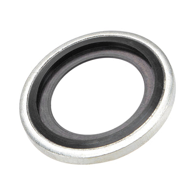 Harfington Bonded Sealing Washers M18 24.6x15x3mm Carbon Steel Nitrile Rubber Gasket, Pack of 10