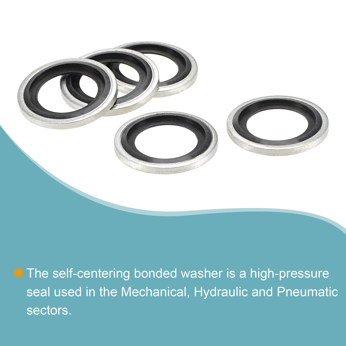 Harfington Bonded Sealing Washers M18 24.6x15x3mm Carbon Steel Nitrile Rubber Gasket, Pack of 50