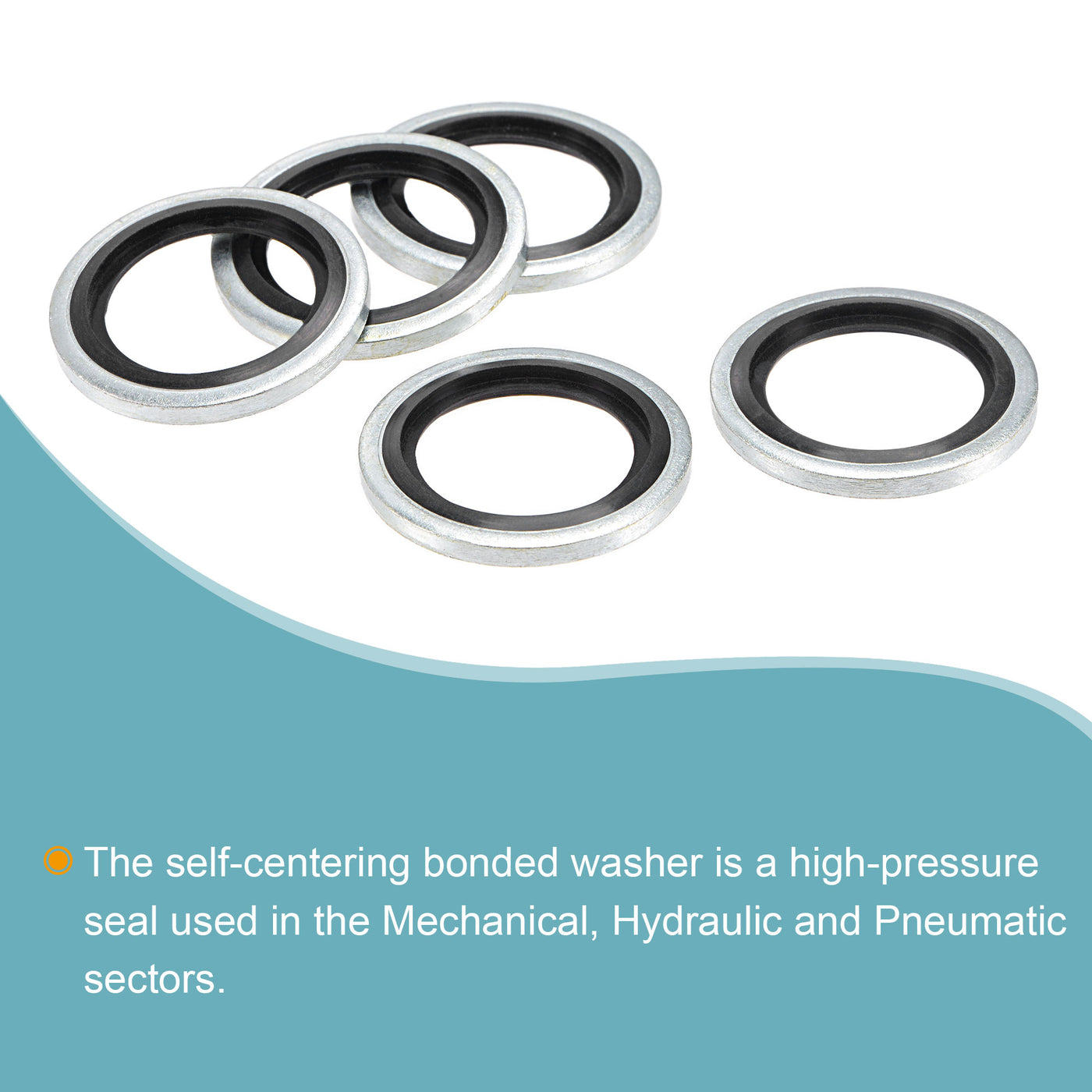 Harfington Bonded Sealing Washers G1/2 28.5x19x3.4mm Carbon Steel Nitrile Rubber Gasket, Pack of 10