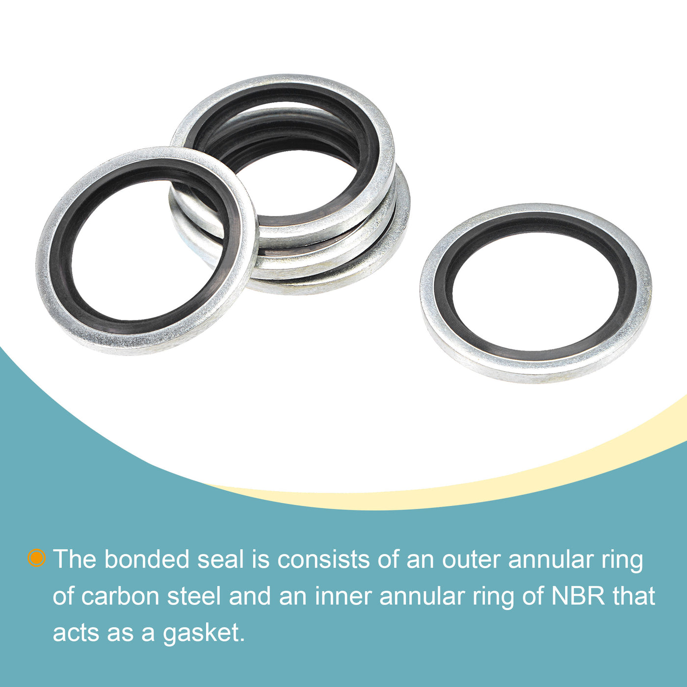 Harfington Bonded Sealing Washers G3/4 35x25x3.4mm Carbon Steel Nitrile Rubber Gasket, Pack of 10