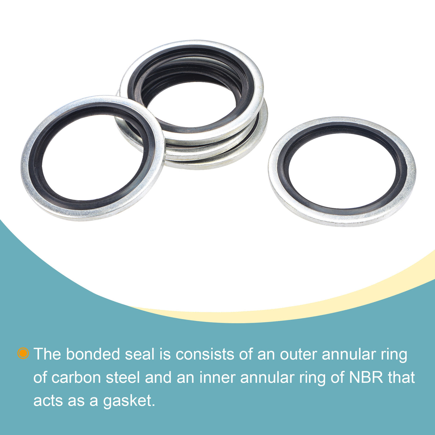 Harfington Bonded Sealing Washers G1 42.8x30x3.4mm Carbon Steel Nitrile Rubber Gasket, Pack of 10