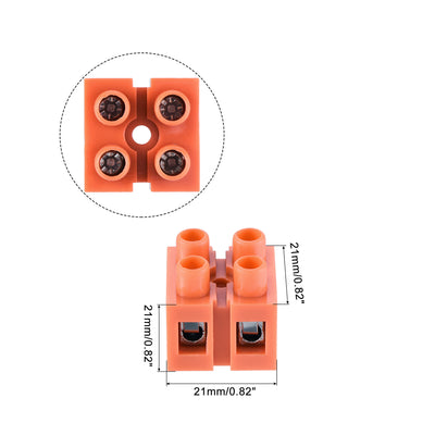 Harfington 4pcs Terminal Block 600V 36A Dual Row 2 Positions Terminal Electric Barrier