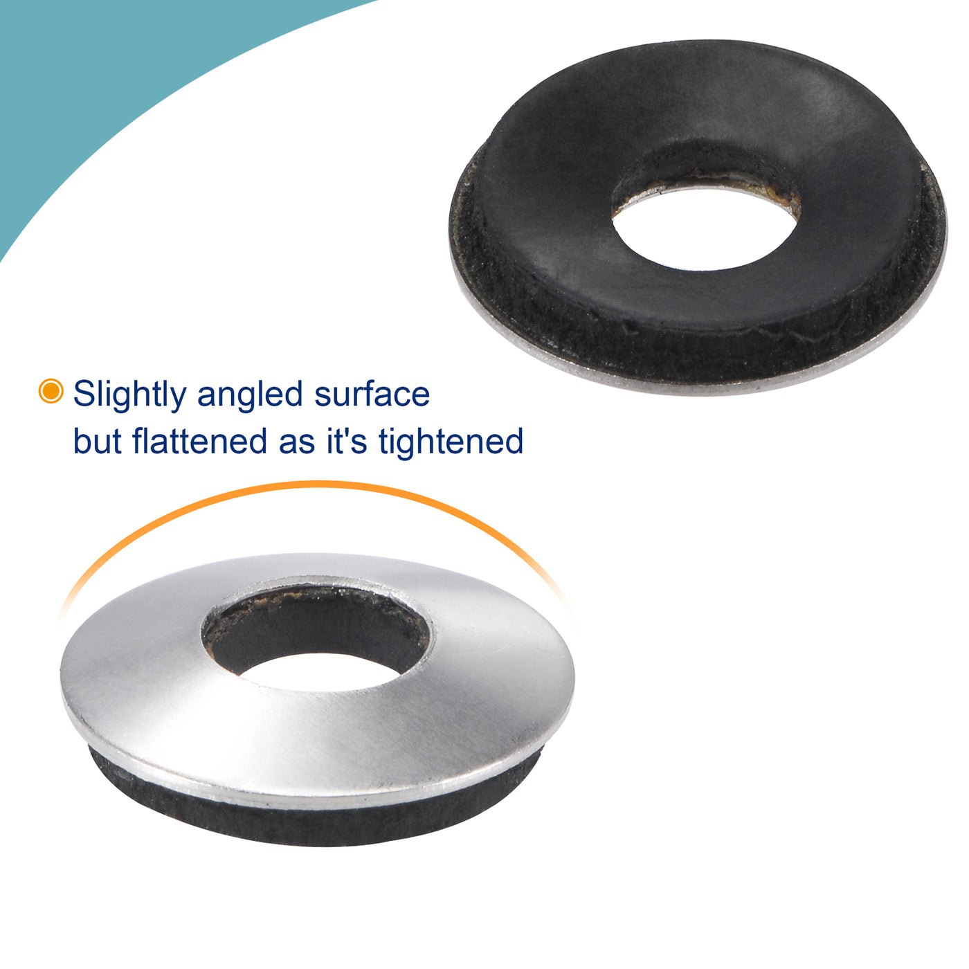 Harfington Bonded Sealing Washers 16x6.3x2.8mm Stainless Steel EPDM Rubber Backed Screw Gasket, Pack of 100