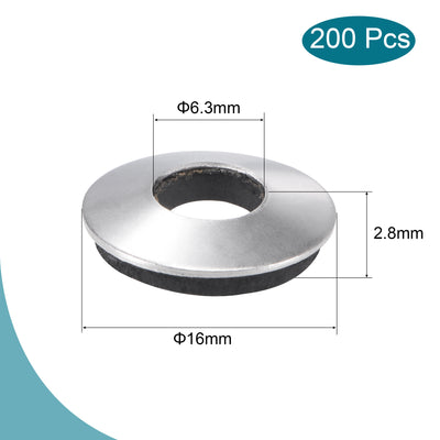 Harfington 200pcs Bonded Sealing Washers 16x6.3x2.8mm Stainless Steel EPDM Screw Gasket