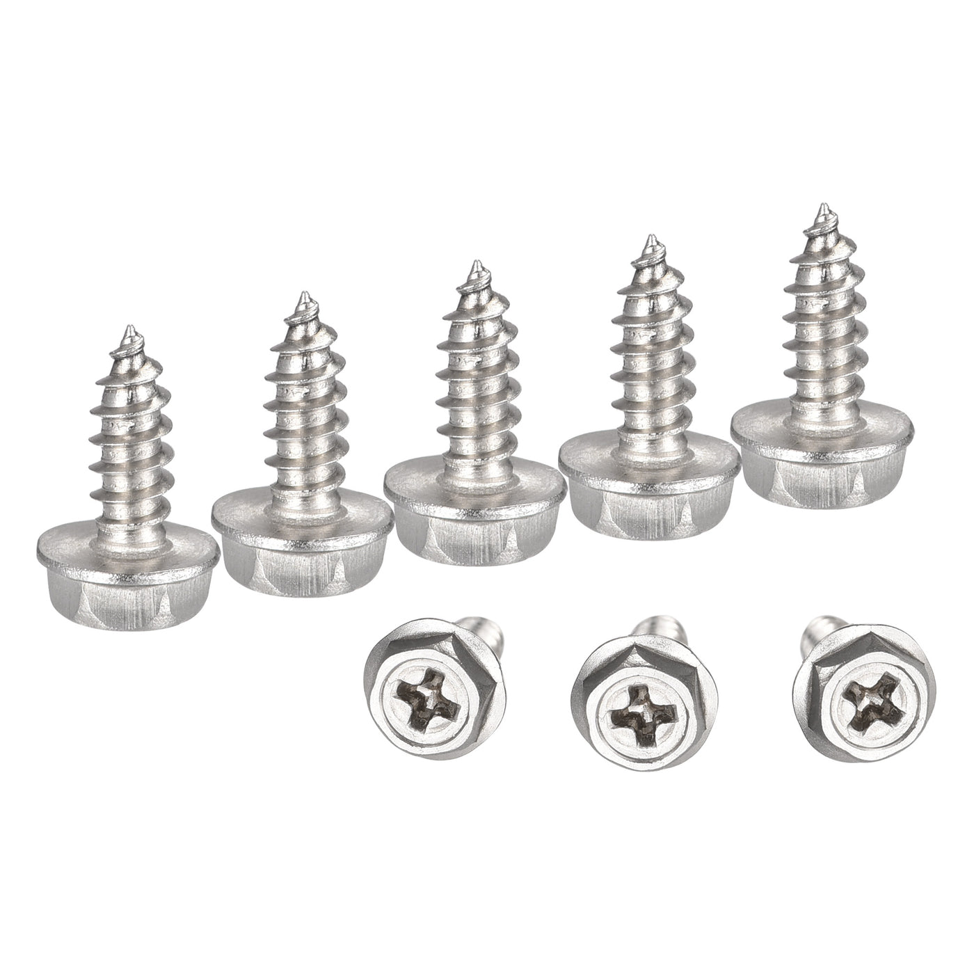 uxcell Uxcell Phillips Hex Washer Self Tapping Screws, M4 x 12mm 304 Stainless Steel Hex Flange Sheet Metal Screw 50pcs