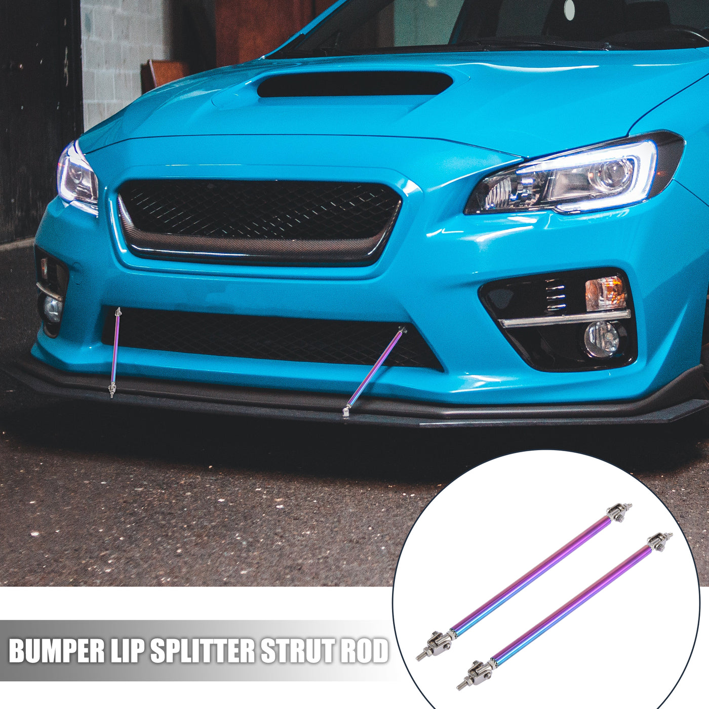 X AUTOHAUX 2pcs 11"-13" Car Adjustable Front Bumper Lip Splitter Strut Tie Rod Bar Multicolor