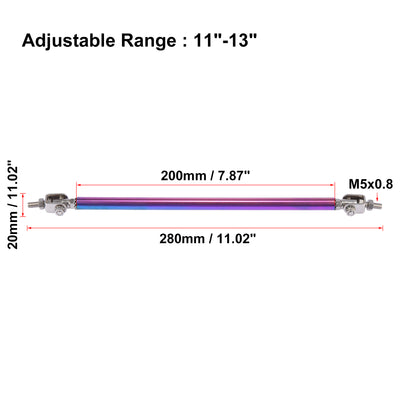 Harfington 2pcs 11"-13" Car Adjustable Front Bumper Lip Splitter Strut Tie Rod Bar Multicolor