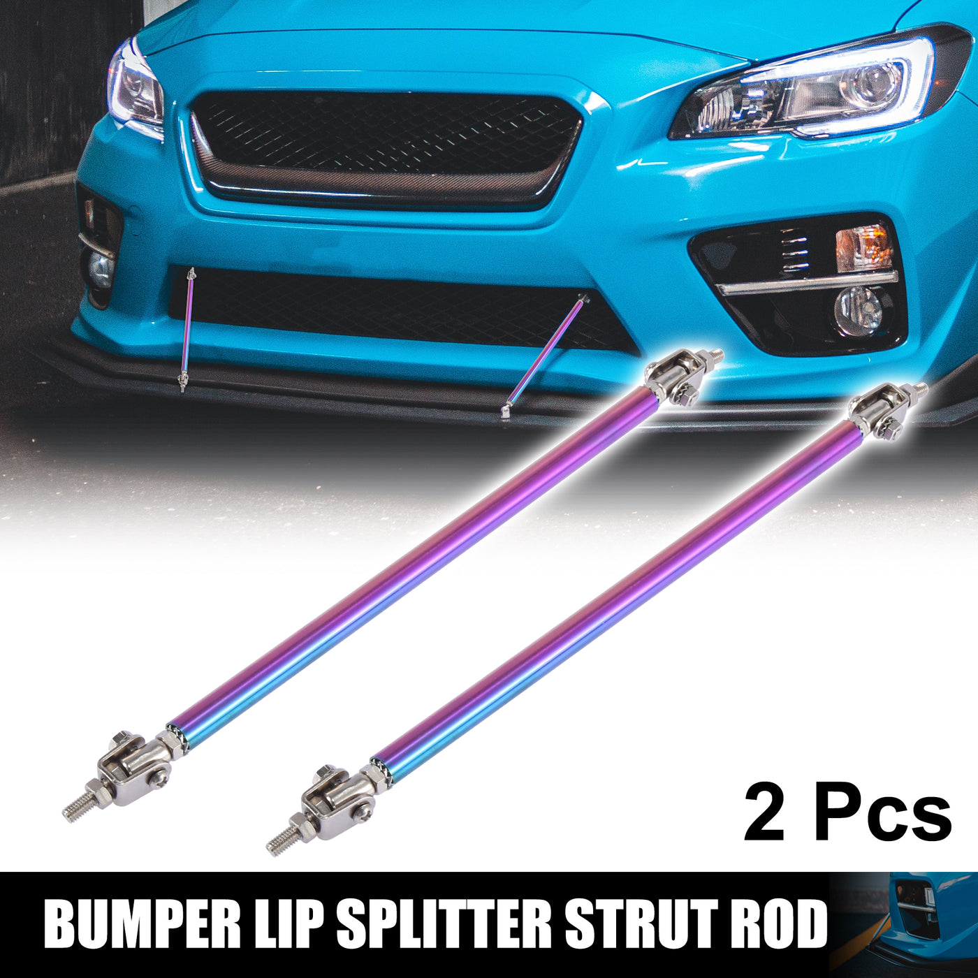 X AUTOHAUX 2pcs 11"-13" Car Adjustable Front Bumper Lip Splitter Strut Tie Rod Bar Multicolor