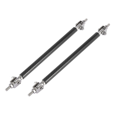 Harfington 2pcs 9"-11" Car Adjustable Front Bumper Lip Splitter Strut Tie Rod Bar Black Carbon Fiber Pattern