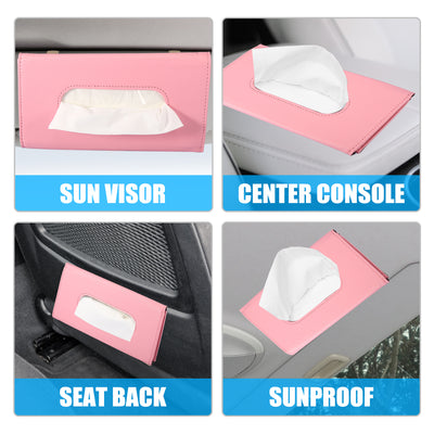 Harfington Car SUV Truck Tissue Holder Sun Visor Napkin Holder Visor Tissue Case PU Leather Pink