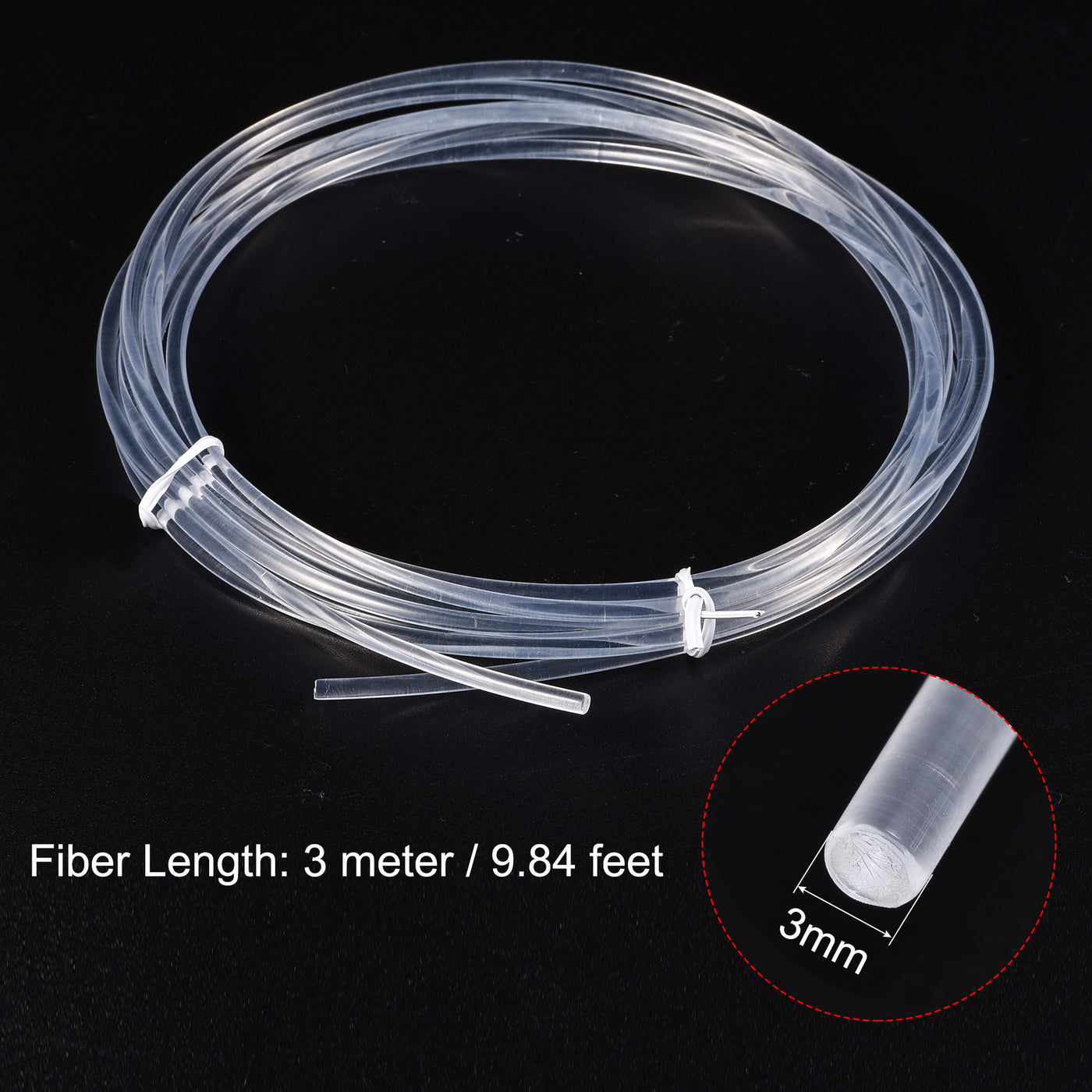 Harfington PMMA Side Glow for LED Light Guide in Home, Hotel Fiber Optic Cable 3mm 3.0M