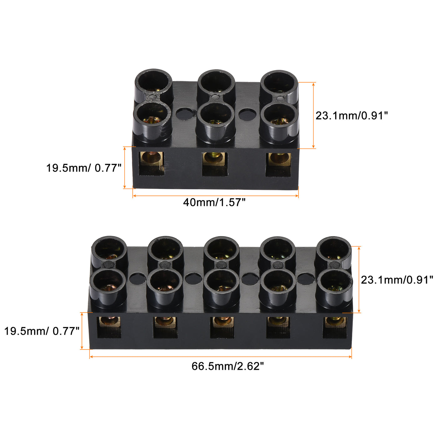 Harfington 10pcs Terminal Block 500V 20A Dual Row 3 5 Positions Electric Barrier Strip