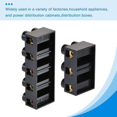 Harfington 10pcs Terminal Block 500V 20A Dual Row 3 5 Positions Electric Barrier Strip