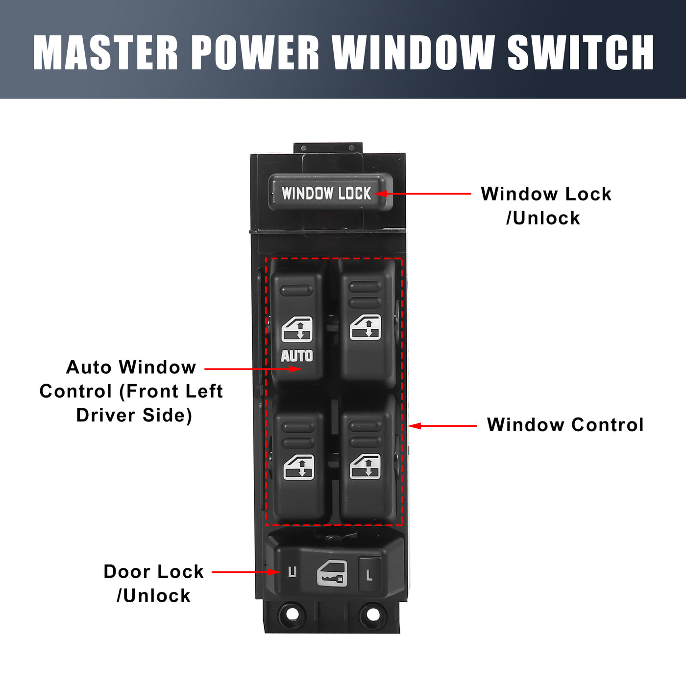 X AUTOHAUX Master Driver Side Power Window Switch 15062650 Replacement for Chevrolet Silverado for GMC Sierra 1500 2500 3500 2000 2001 2002