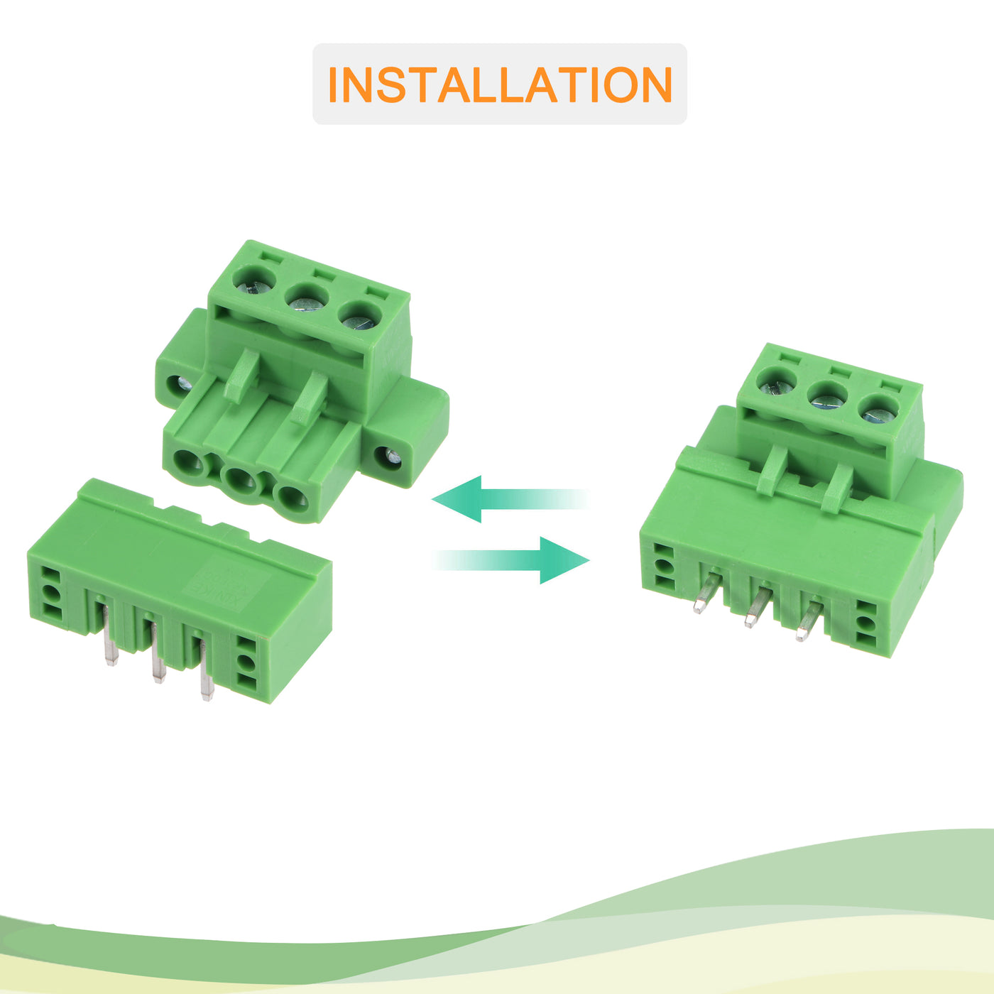 Harfington PCB Mount Screw Terminal Block 5.08mm Pitch 3 Pin 10A Straight Plug-in 10 Set