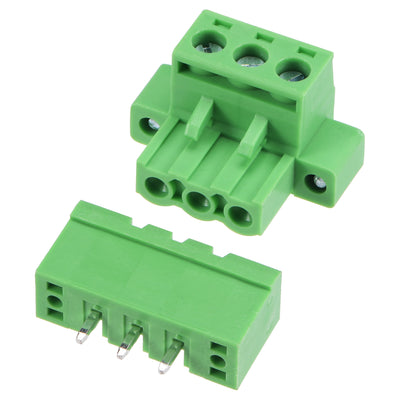 Harfington PCB Mount Screw Terminal Block 5.08mm Pitch 3 Pin 10A Straight Plug-in 10 Set