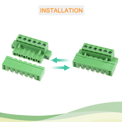 Harfington PCB Mount Screw Terminal Block 5.08mm Pitch 6 Pin 10A Straight Plug-in 10 Set