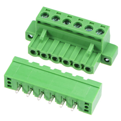 Harfington PCB Mount Screw Terminal Block 5.08mm Pitch 6 Pin 10A Straight Plug-in 10 Set