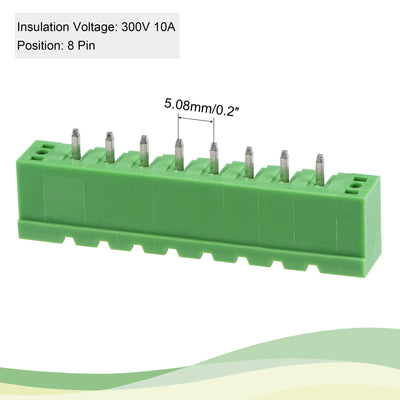 Harfington PCB Mount Screw Terminal Block 5.08mm Pitch 8 Pin 10A Straight Plug-in 5 Set