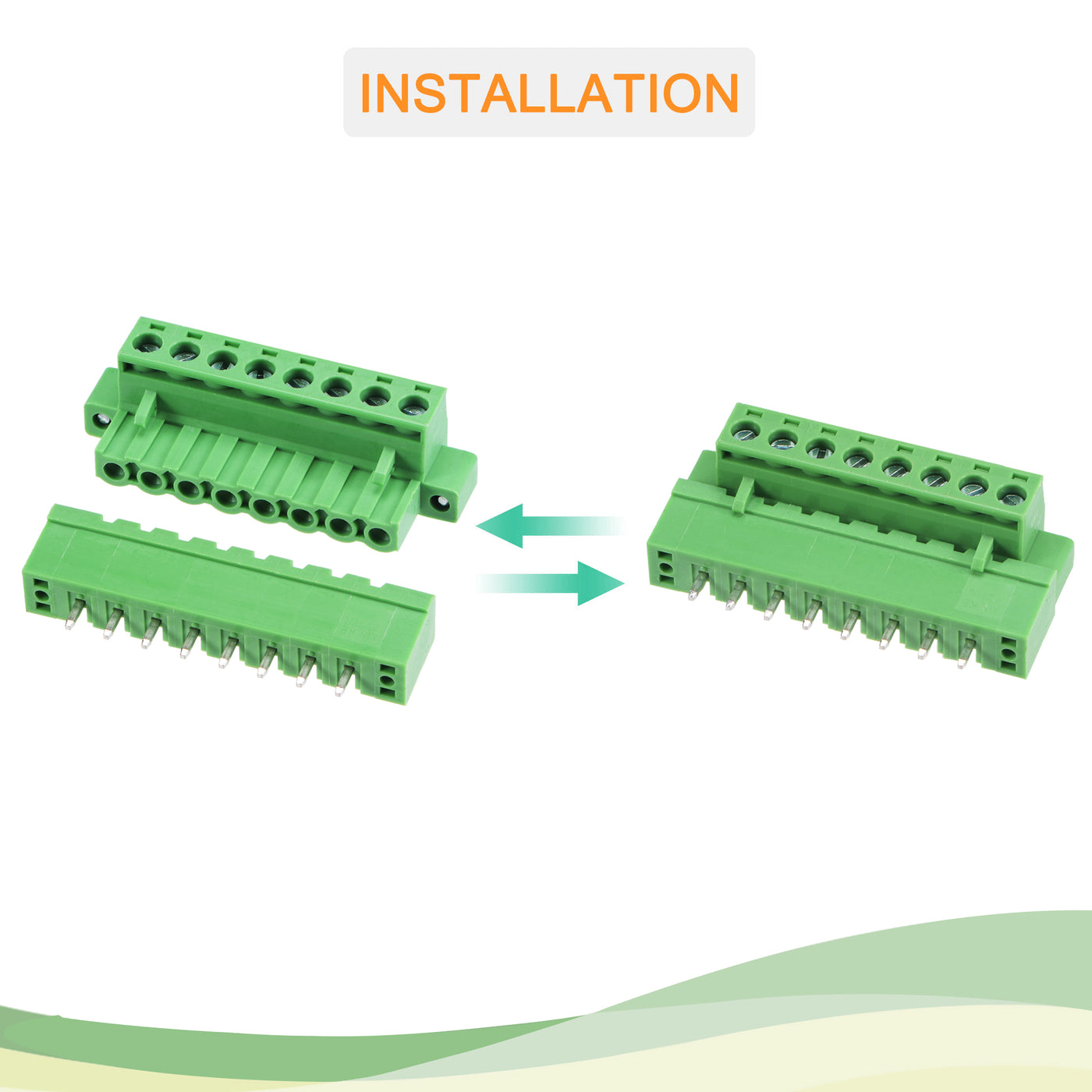 Harfington PCB Mount Screw Terminal Block 5.08mm Pitch 8 Pin 10A Straight Plug-in 5 Set