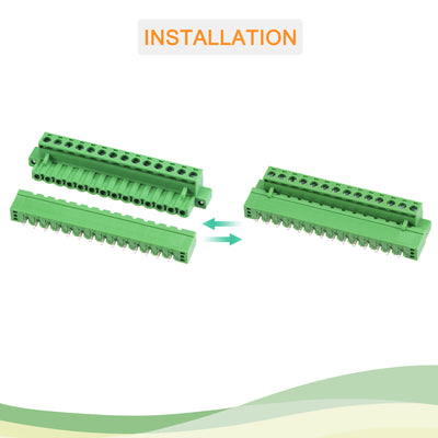 Harfington PCB Mount Screw Terminal Block 5.08mm Pitch 14 Pin 10A Straight Plug-in 5 Set