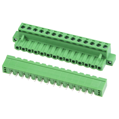 Harfington PCB Mount Screw Terminal Block 5.08mm Pitch 14 Pin 10A Straight Plug-in 5 Set