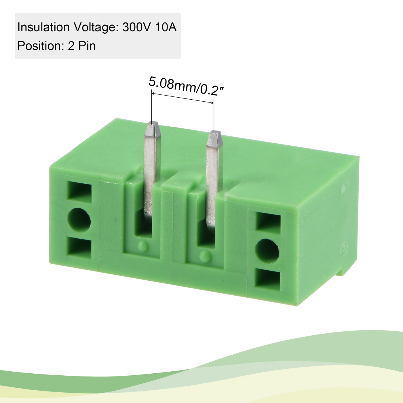 Harfington PCB Mount Screw Terminal Block 5.08mm Pitch 2 Pin 10A Plug-in 10 Set