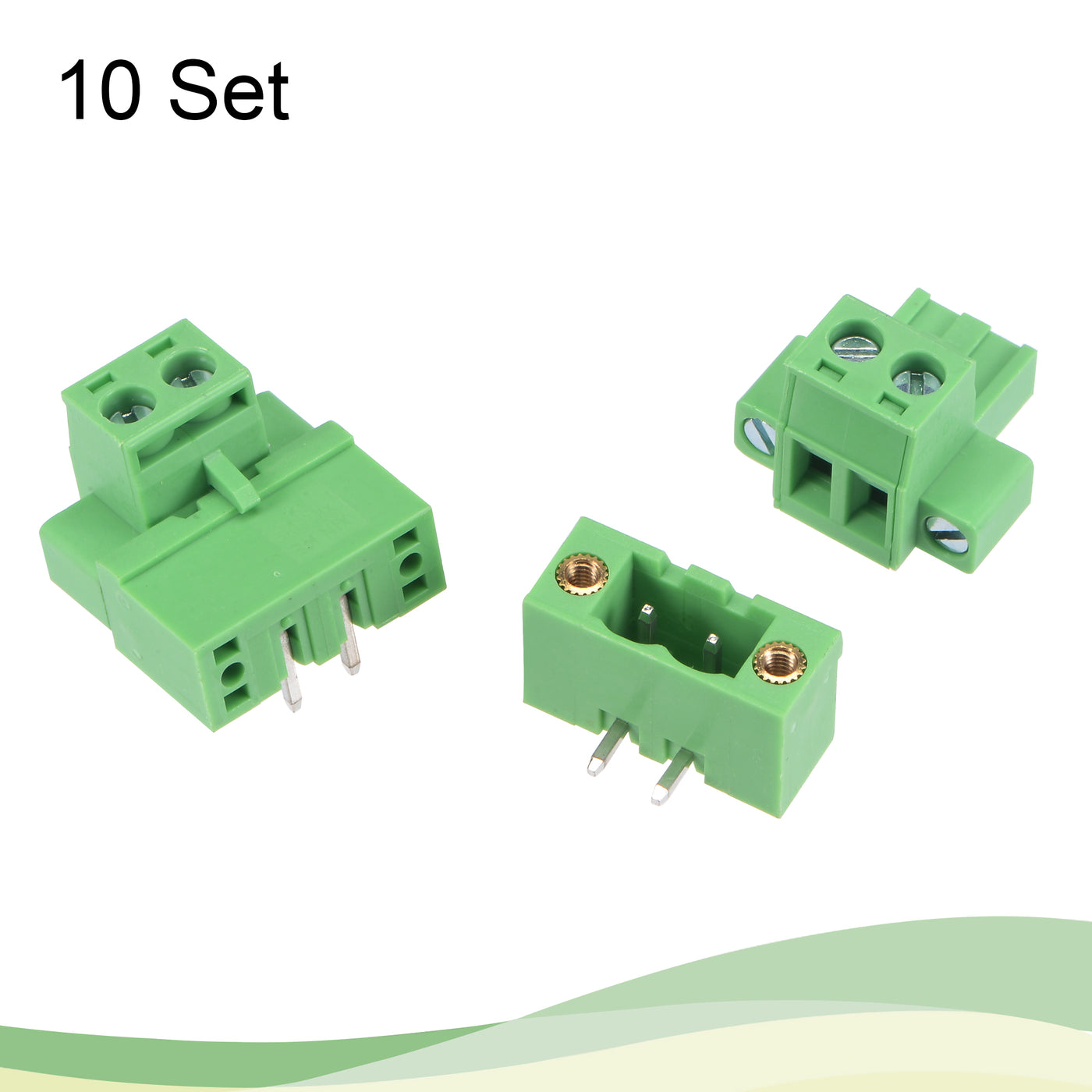 Harfington PCB Mount Screw Terminal Block 5.08mm Pitch 2 Pin 10A Plug-in 10 Set